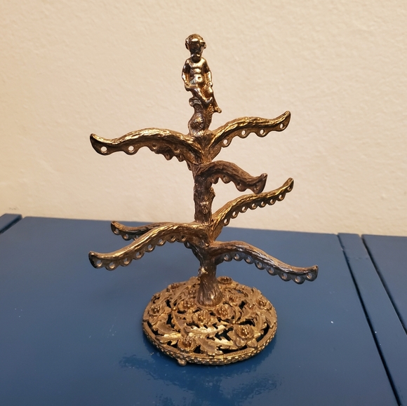 Silver gilt cherub jewelry tree